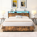Full Engineered Wood Platform Bed Black/Brown