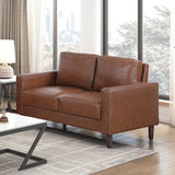Chocolate Faux Leather Love Seat with Cushion Back