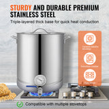 Stainless Steel Kettle, 16 GALLON Brewing Pot, Tri Ply Bottom for Beer