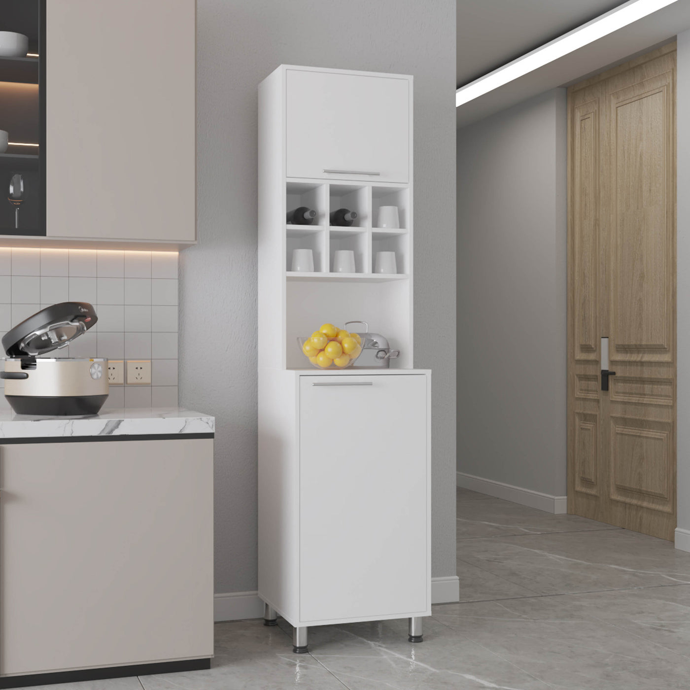 80" High Double Cabinet Kitchen Pantry Storage White