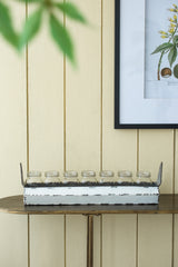 Rustic Metal Tray Side Table with Glass Jars 22x5x6.5