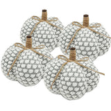 Set of 4 Knit Pumpkin Ornaments 6x6x5" Fall Harvest Decor