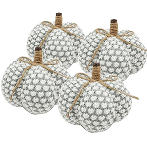 Set of 4 Knit Pumpkin Ornaments 6x6x5" Fall Harvest Decor