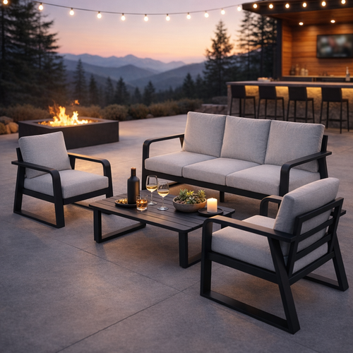 Outdoor Sofa Set 4 Piece Aluminum Memory Foam