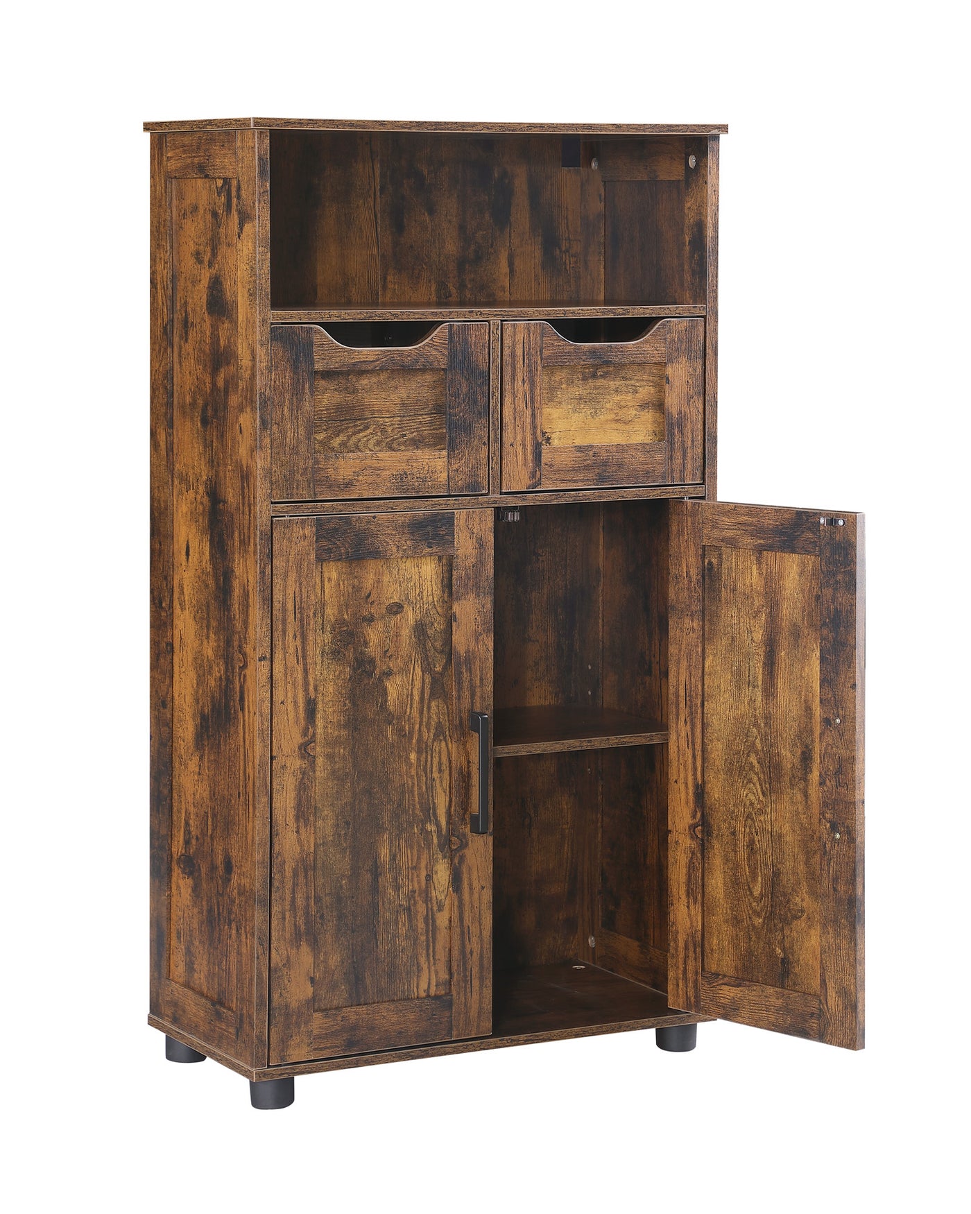 Tall Storage Cabinet with 2 Drawers & Adjustable Shelf