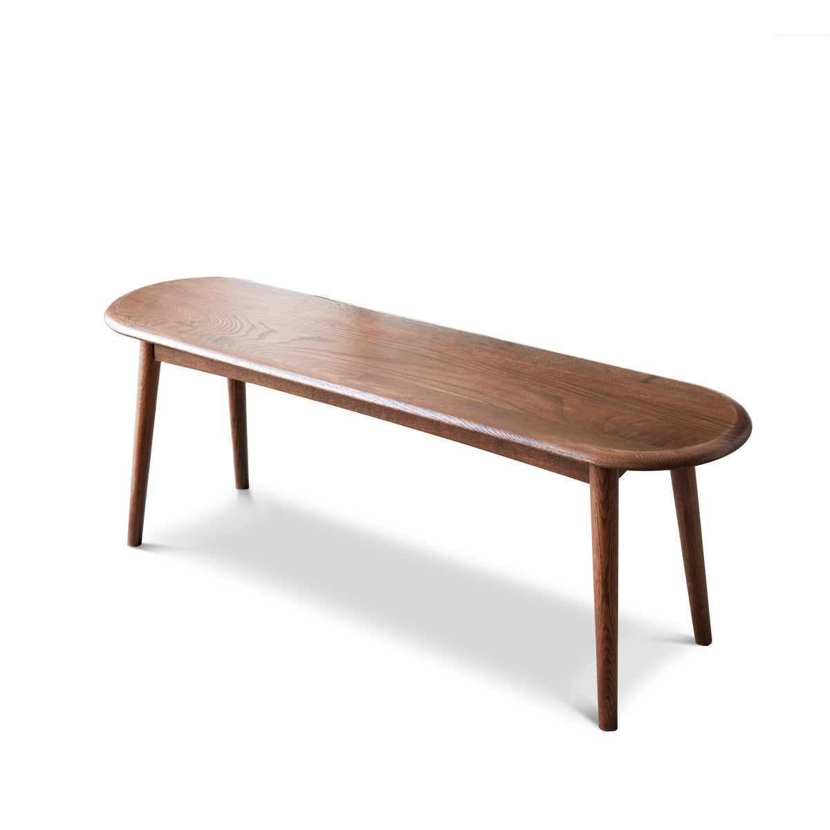 Natural Oak Wood Dining Bench Bed Bench for Dining Room and Bedroom, Walnut Fini