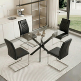 Rectangular Glass Dining Table Black 47"
