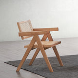 Rattan Arm Chairs Set of 2 Mid-Century Modern Natural Finish
