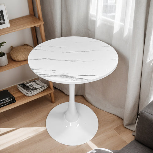 Modern Round Marble Dining Table 24 Inch MDF Steel Tulip