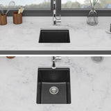 Quartz Bar Sink - 15" x 20" Black Granite Composite Workstation Undermount