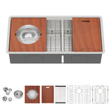 39-inch Built-in Kitchen Sink with Mixing Bowl Worktop