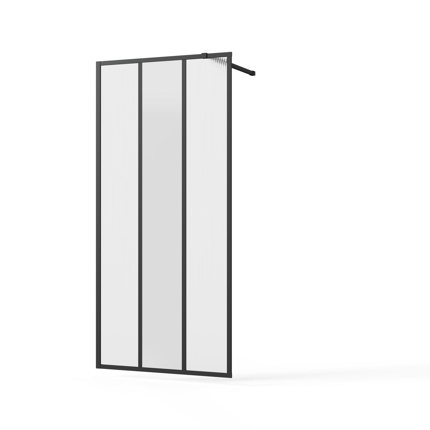 34" x 72" Fixed Shower Door Matte Black Aluminum Frame Tempered Glass