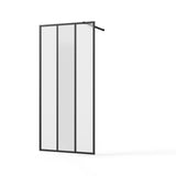 34" x 72" Fixed Shower Door Matte Black Aluminum Frame Tempered Glass