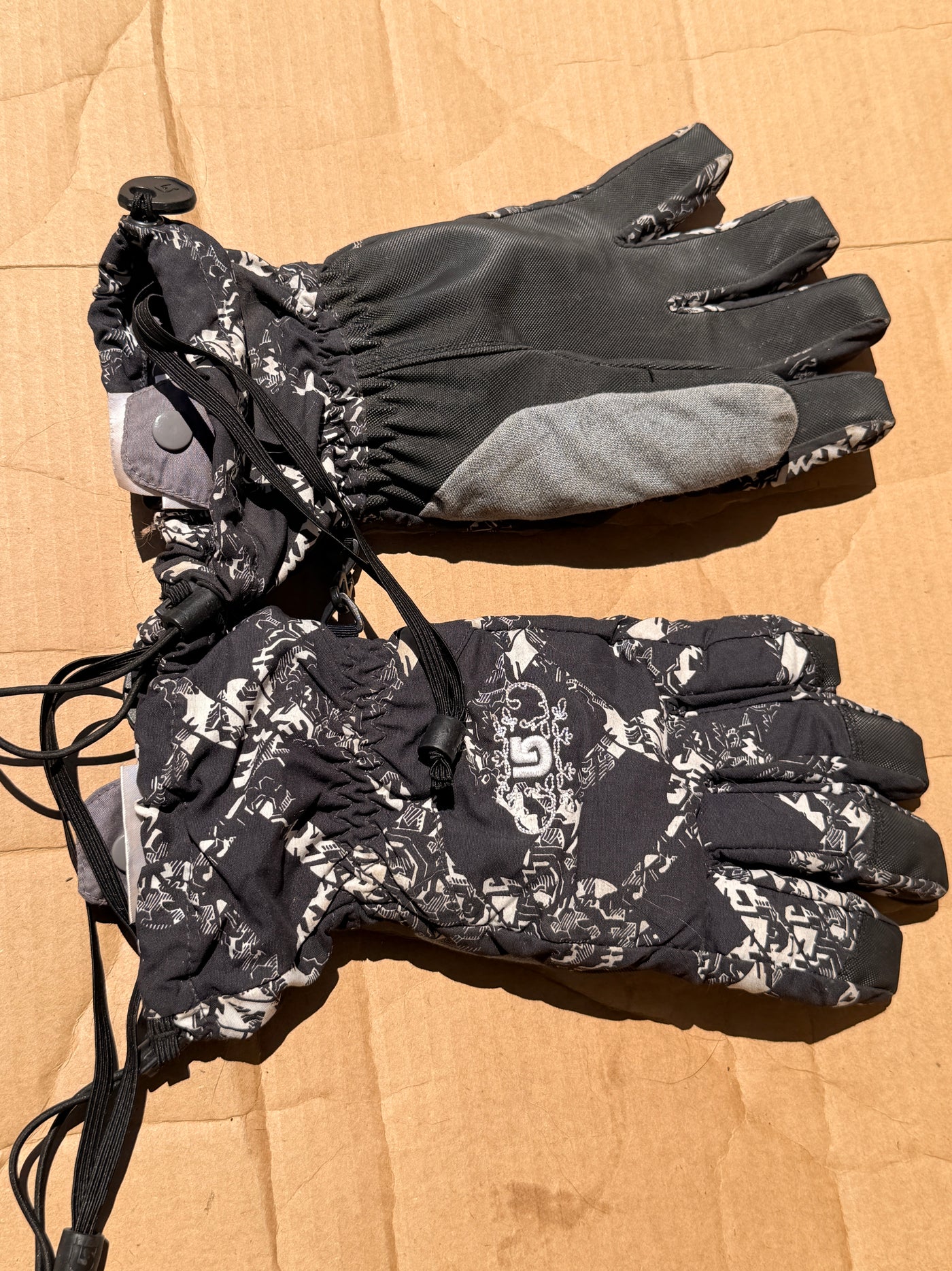 Burton Profile Ski Snowboard Gloves Black White Graphic Print Size L