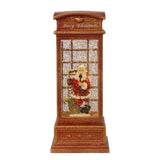 Christmas Lighted Water Spinning Phone Booth with Santa 4x4x10