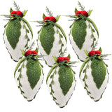 7" Iced Pinecone Christmas Ornaments, Set of 6
