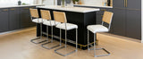 Set of 4 Faux Leather Bar Stool White