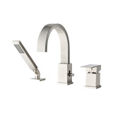 Waterfall Roman Tub Faucet with Hand Shower Deck Mount