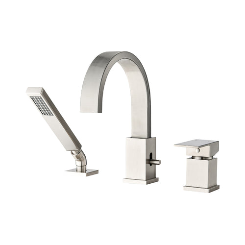 Waterfall Roman Tub Faucet with Hand Shower Deck Mount