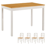 Solid Wood Dining Set Ancient White