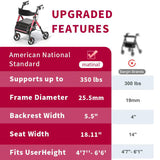Matinal Foldable Rollator Walkers with Seat for Seniors, 350 lb Capacity