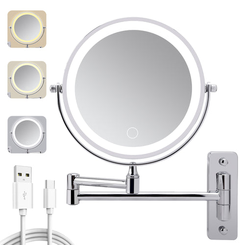 Wall Mounted LED Makeup Mirror 10X Magnify Touch Dimmable