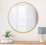 36" Gold Round Metal Frame Wall Mirror