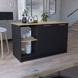 Juniper Kitchen Island Double Door Cabinet Black Macadamia