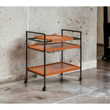 Serving Cart - Metal & Wood - Honey Oak & Black - Casters
