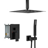 Matte Black Dual Shower Head - 10 Inch Ceiling Mount Square Shower System with R