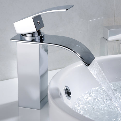 Chrome Single Handle Modern Bathroom Sink Faucet