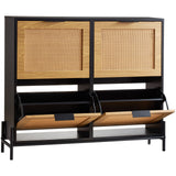Rattan Shoe Cabinet with 4 Flip Drawers, Narrow Entryway