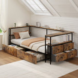 Twin Engineered Wood Platform Bed with Storage Drawers Black