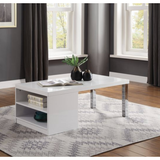 Coffee Table - White High Gloss & Chrome - 2 Open Compartments