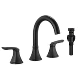 8" Widespread Stainless Steel Bathroom Sink Faucet Black