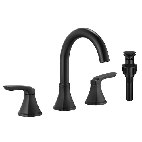 8" Widespread Stainless Steel Bathroom Sink Faucet Black