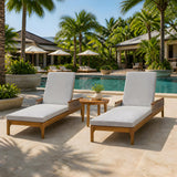 Chaise Lounge Acacia Wood Wicker Gray Cushion 4 Position 76.77in