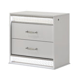Modern 2-Drawer Nightstand LED Lighting White Lacquer