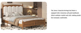 Queen Upholstered Platform Bed with Headboard Brown