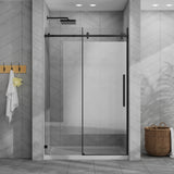 48x72 Frameless Sliding Shower Door Combo w/ White Base