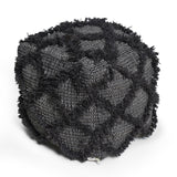Brown Wool Cotton Pouf Ottoman 16x16x16 inches