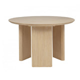 Natural Light Oak Round Dining Table Fluted Legs