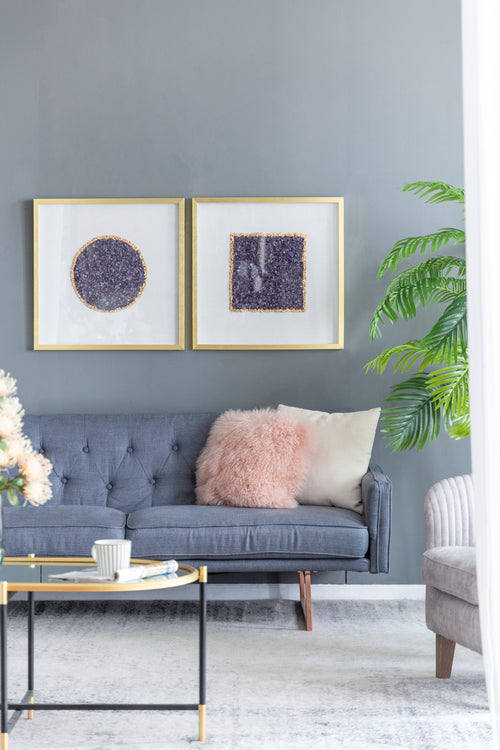 Purple Crystal Shadow Boxes Wall Decor Set of 2 23.6x23.6