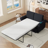 Linen Loveseat Sleeper Black 58"