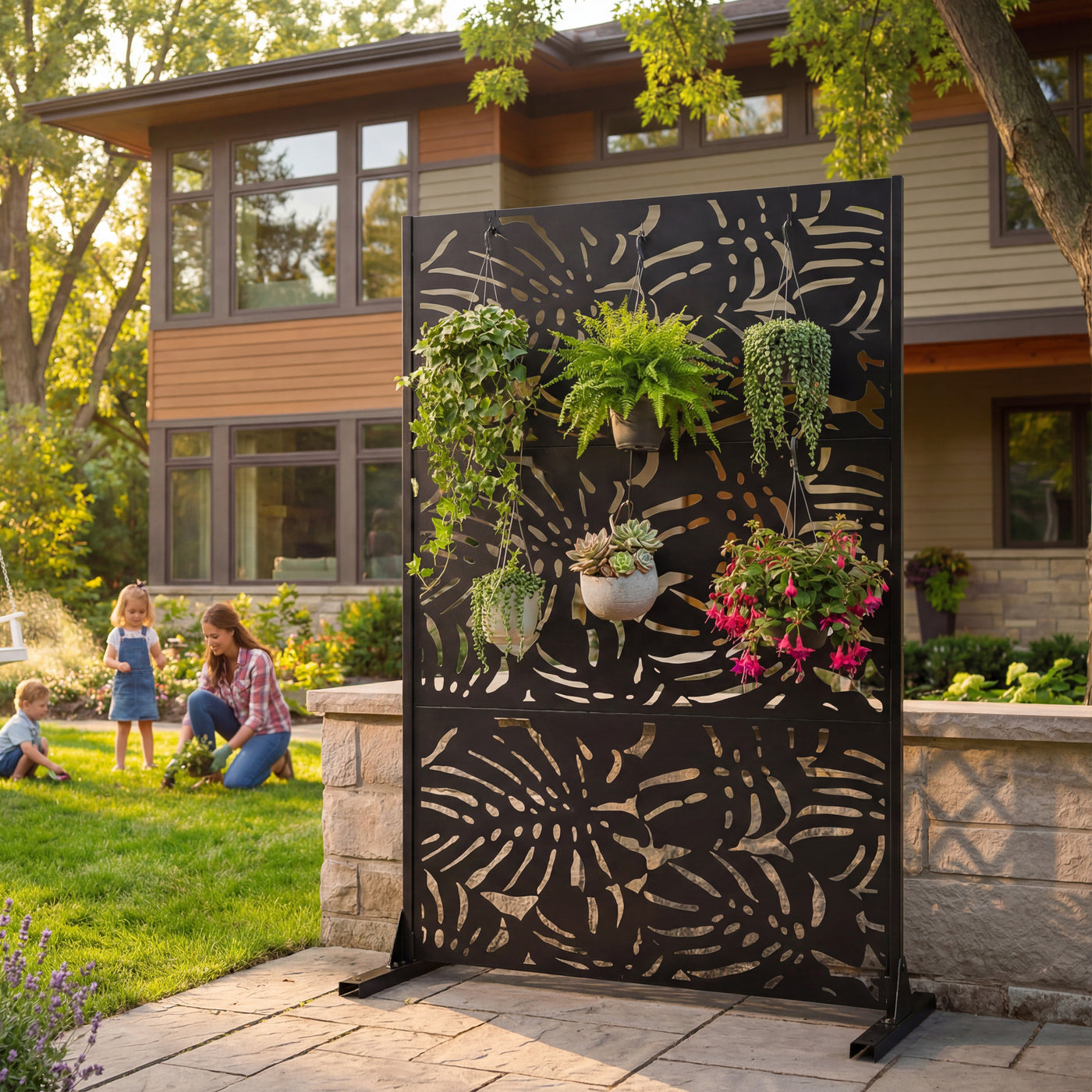 Metal Privacy Screen 3.3ft W x 6ft H Outdoor Indoor Divider