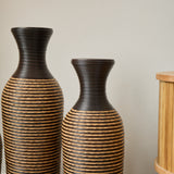 Hand-Woven PVC Rattan Vases, Set of 3 Decorative Floor Vases