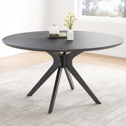 47.2" Round Dining Table Seats 4-6 Solid Wood Pedestal