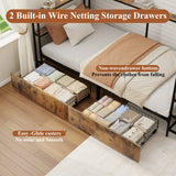 Twin Engineered Wood Platform Bed with Storage Drawers Black