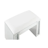 Vanity Stool - Ivory Synthetic Leather with Faux Crystal Inlay