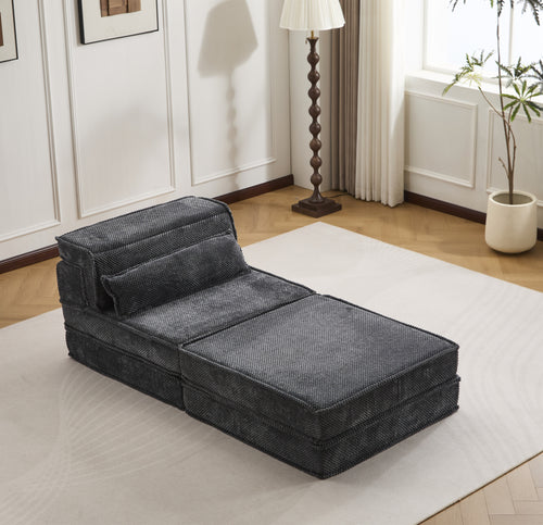 Sofa Convertible Modular Circle Fleece Dark Gray 1 Seat 79 In Ottoman
